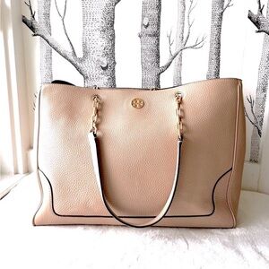 TORY BURCH Georgia Chain Tote, Devon Sand (Blush)